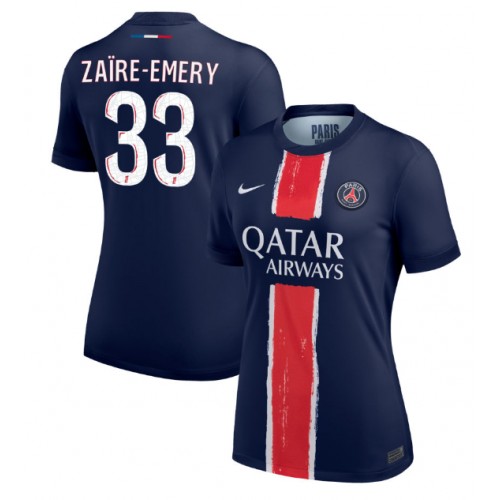 Fotballdrakt Dame Paris Saint-Germain Warren Zaire-Emery #33 Hjemmedrakt 2024-25 Kortermet